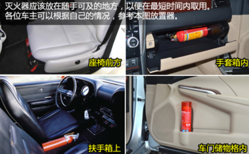 车内灭火器放置图